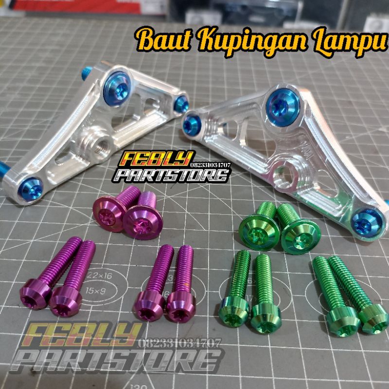 BAUT TITANIUM KUPINGAN LAMPU CNC BAUT TITANIUM PANGKON LAMPU CNC BAUT TITANIUM M 8 X 20 DRAT 12 X 20