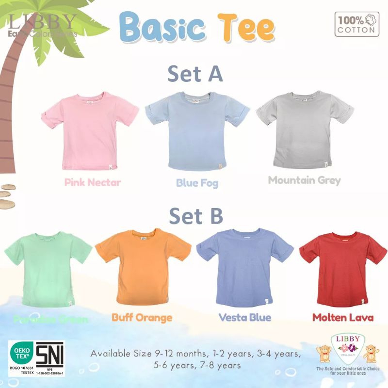 LIBBY BABY BASIC TEE KAOS POLOS ANAK LIBBY UNISEX ATASAN BAJU POLOS
