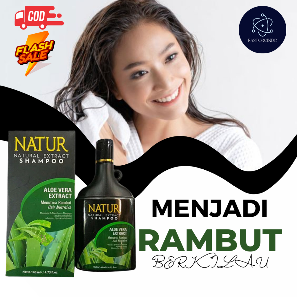 Natur natural exstract shampo hair tonic aloe vera extract shampoo with gingseng menutrisi rambut me