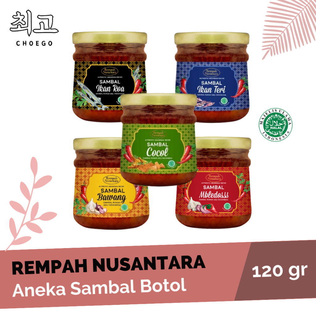 

Rempah Nusantara SAMBAL BAWANG IKAN TERI IKAN ROA MBLEDOS 120gr HALAL