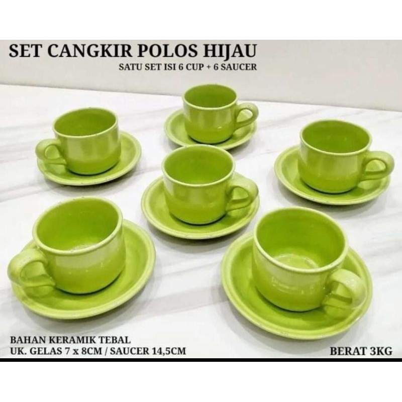 CANGKIR KERAMIK + TATAKAN 6PCS / CANGKIR PORSELEN  Cangkir set kopi / cangkir set cafe
