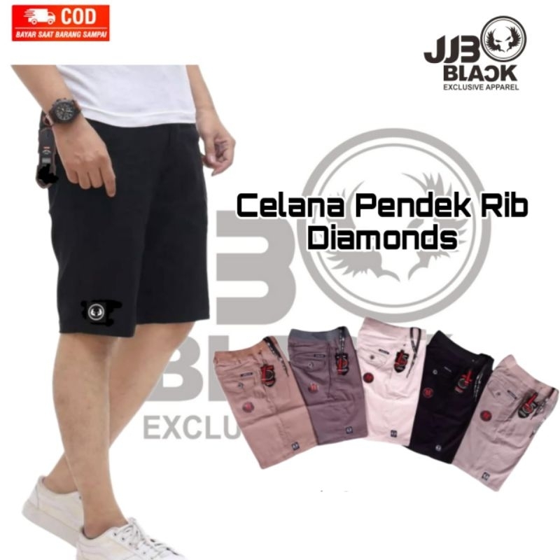 Celana Pendek Pria Chinos Rip Polos Paspol Bahan Diamonds size 28-39 (COD) Celana Chino Pendek Pinggang Karet Rib Premium Original