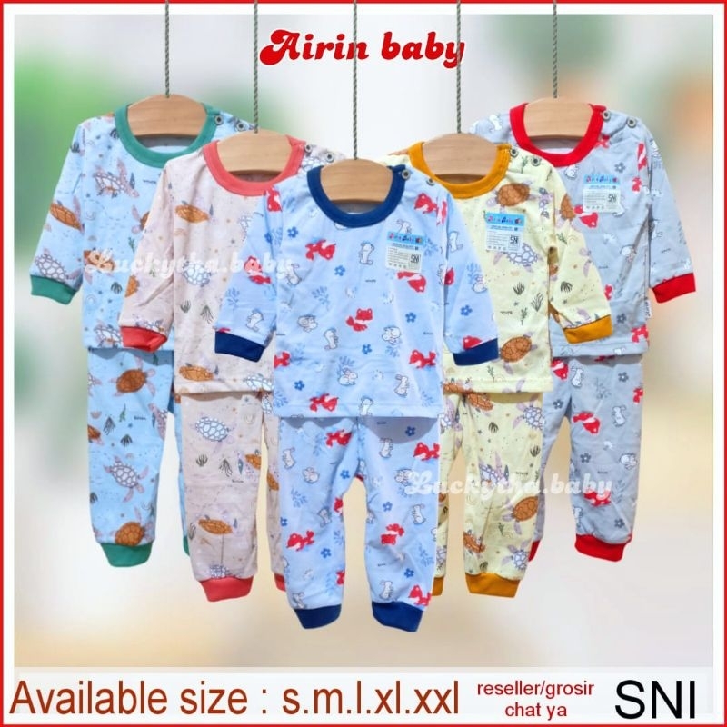 Airin setelan panjang anak cowo, cewe bahan cotton motif Dino,lion,panda, piyama anak Airin baby, se