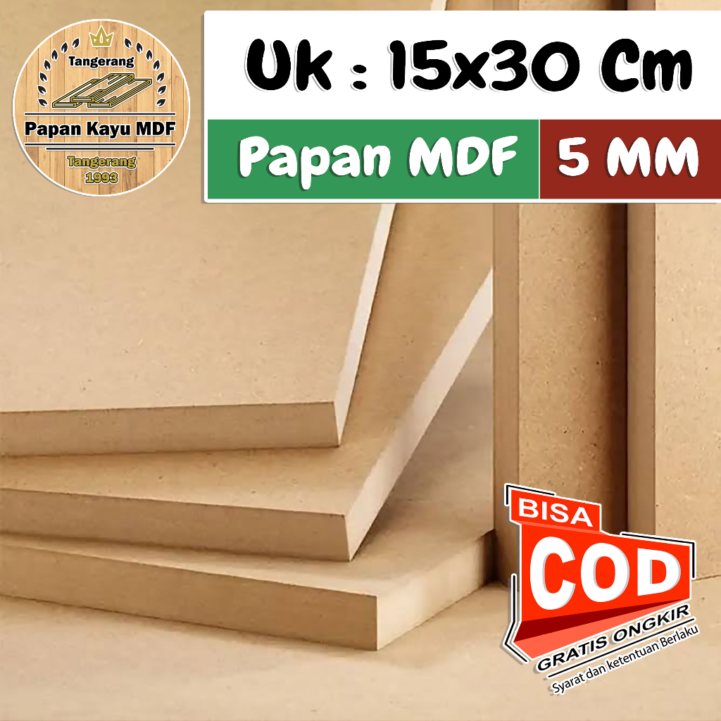 Kayu Papan MDF Ketebalan 5MM Ukuran 15x30cm MDF BOARD
