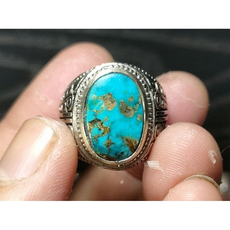 Batu Pirus Persia Biru Panci