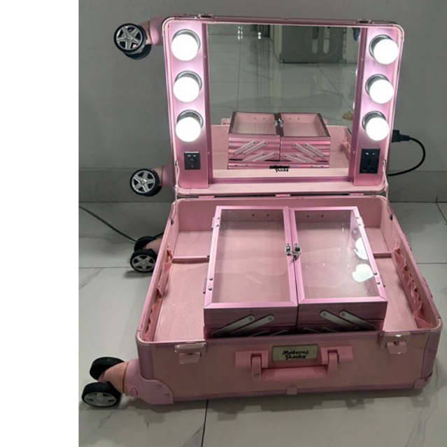 PRELOVED Masami Shouko Size M 53 x 40.2 x 22 cm Beauty Case Makeup Box Premium 6 Lampu Bohlam Dimmer
