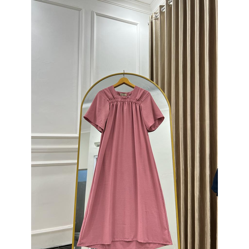 Shena Dress Fuji Karet Dada / Daster Zara Crinkle Airflow / Daster Kerut Dada Jumbo LD 120
