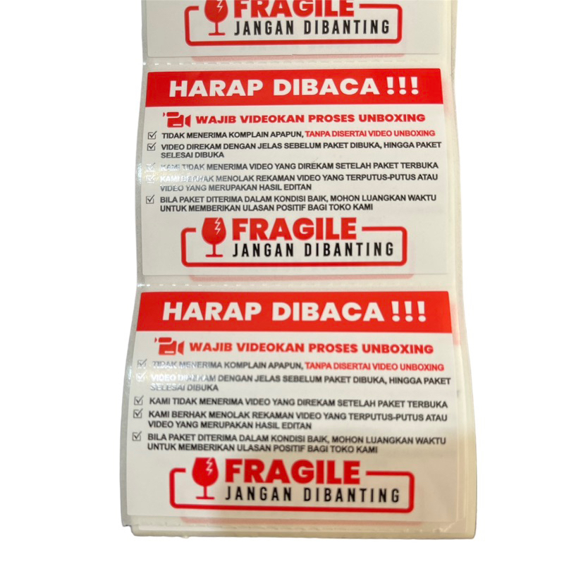 

stiker fragile unboxing 100lbr glossy
