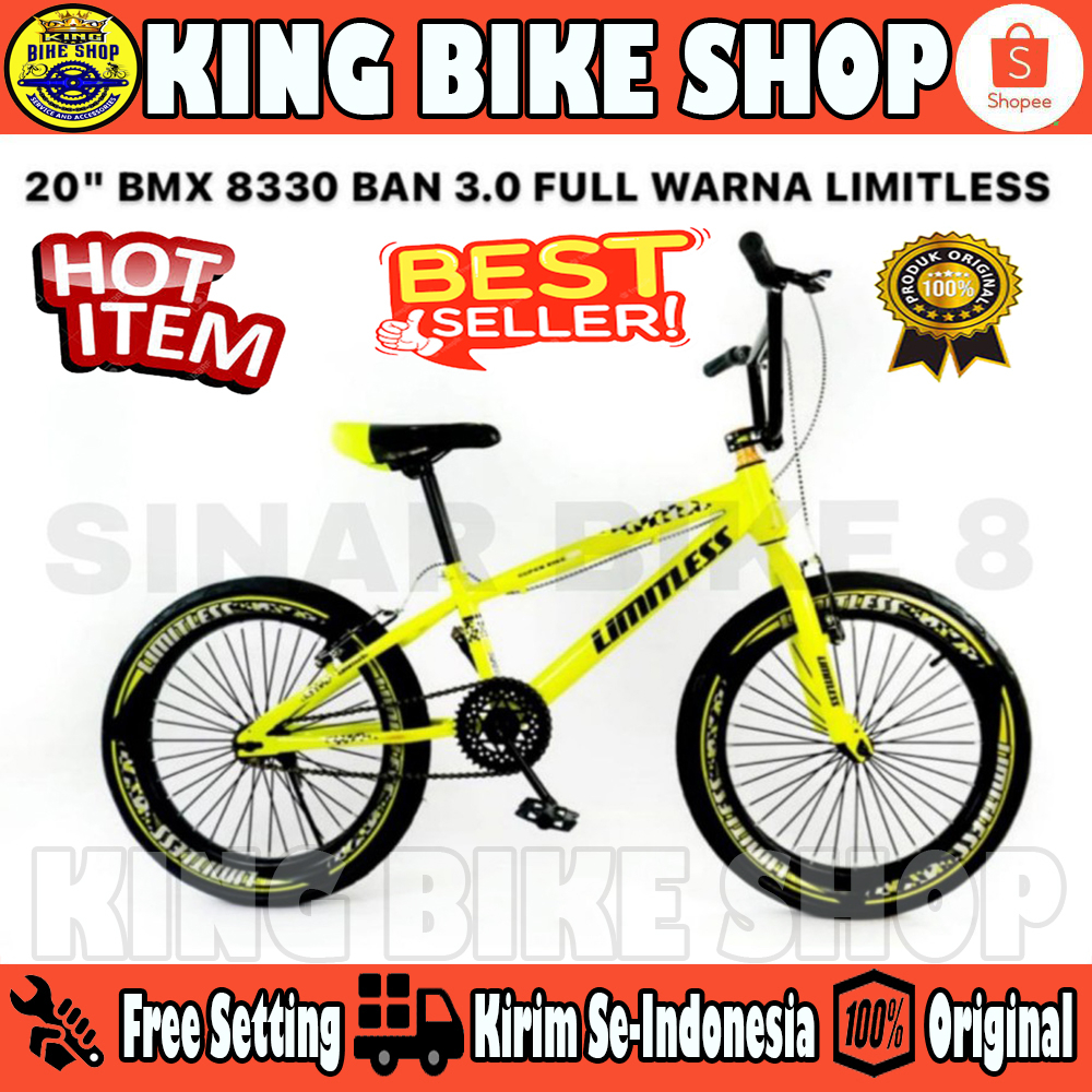Sepeda Anak Laki BMX LIMITLESS 8330 Ban Jumbo 3.0 Warna 20 Inch