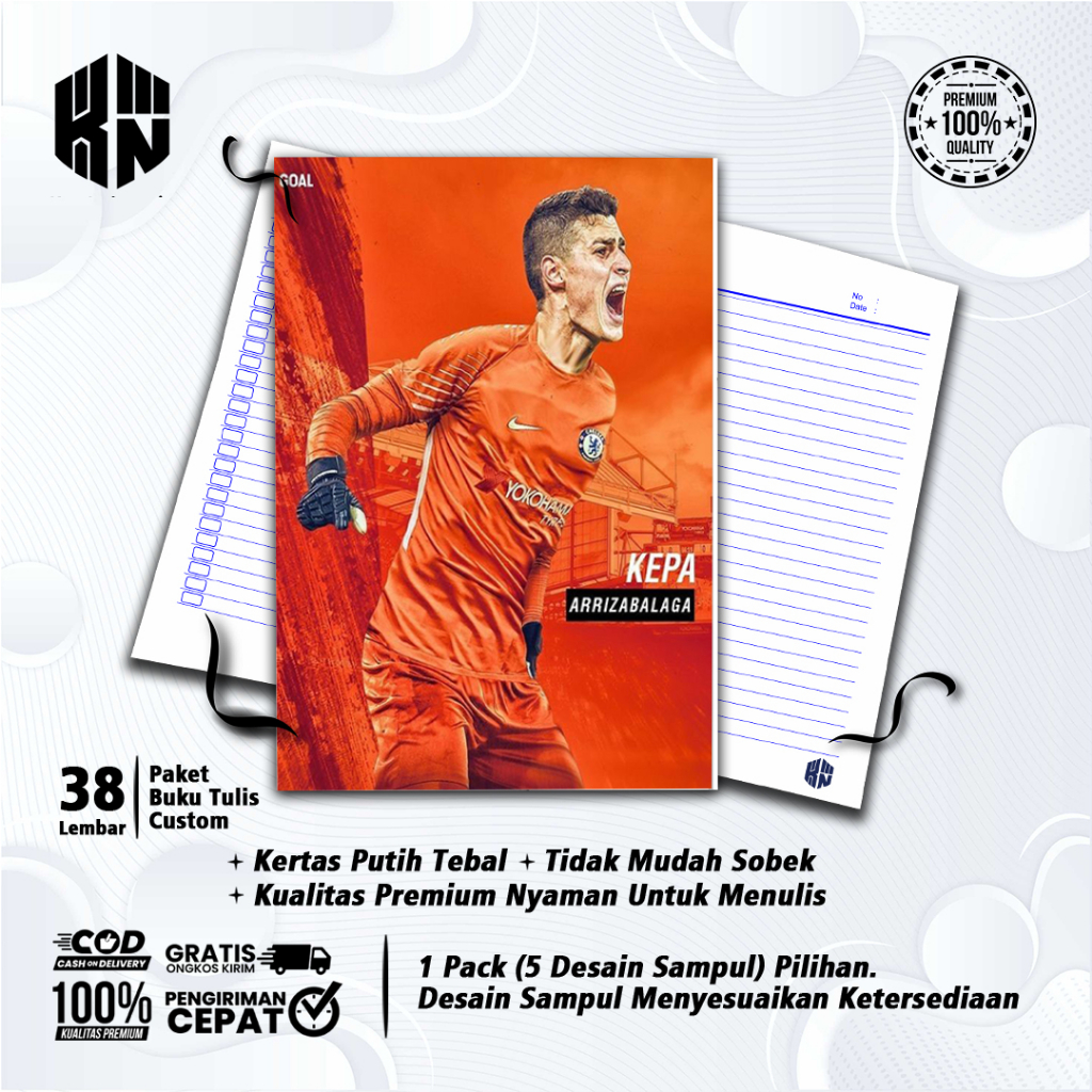 

Buku Tulis Sekolah Custom Tema Sepak Bola KEPA ARRIZABALAGA Bergaris 38 Lembar 1 Pak Isi 5 Buku/ Buku Tulis Anime/ Buku Aesthetic/ Buku Catatan