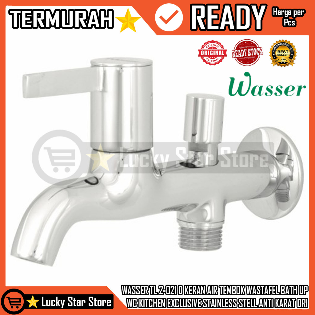 WASSER KERAN AIR TL 2-021 D TEMBOK DINDING STAINLESS WASTAFEL BATH UP CUCI PIRING MANDI  DINDING DIN