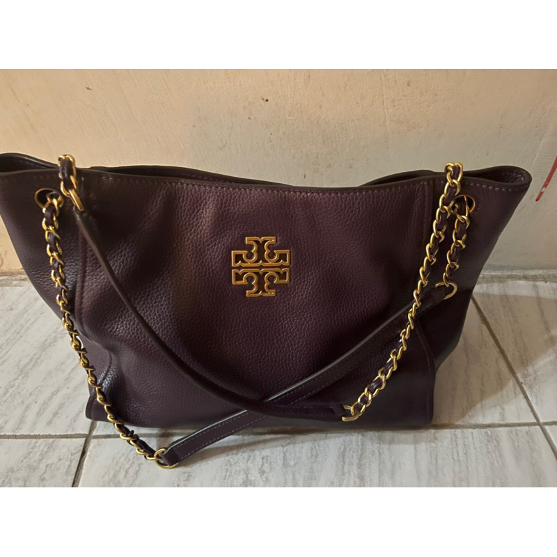 Preloved Tory Burch Slouchy Tote Plum Original