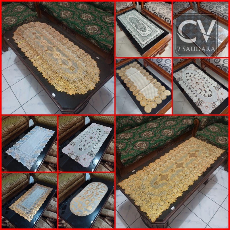 Taplak Meja Tamu Vinyl Karet 85x40cm / 100x50cm / 100x60cm / 125x60cm / 120x50 Spon Kotak Oval Besar