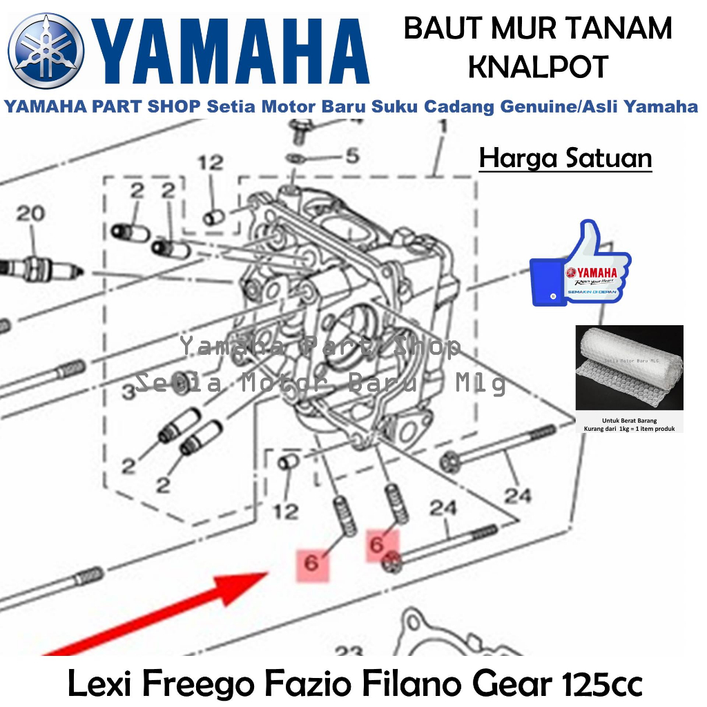 Baut Mur Tanam Knalpot Filano Lexi Freego Fazio Gear 125 Asli Yamaha Setia Motor Baru