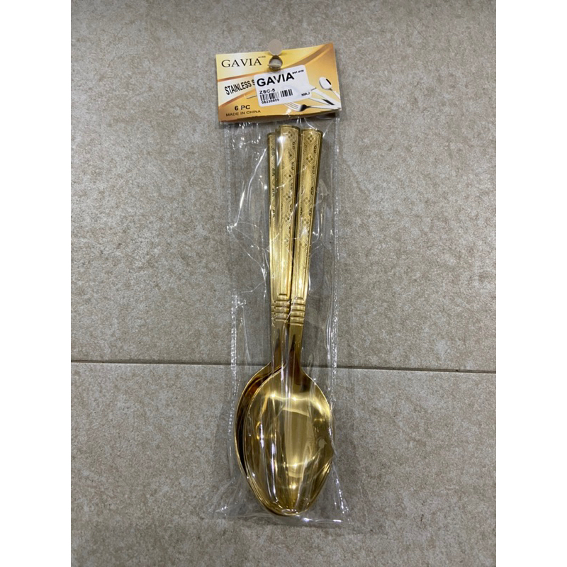 Sendok Makan EMAS Stainless / Sendok EMAS Makan Tebal / Sendok Gold Stenlis Set 6pc / Sendok Emas St