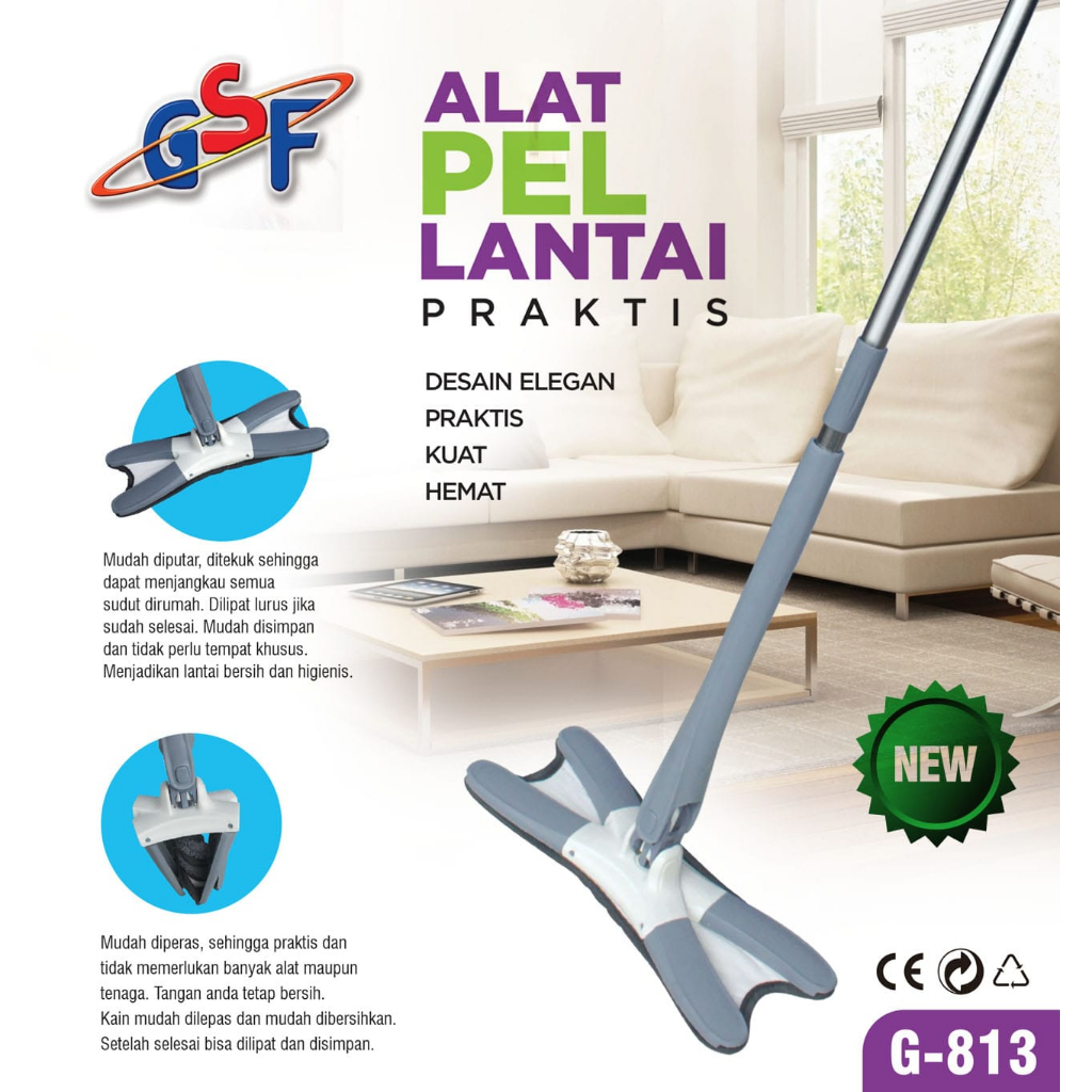 Alat Pel Lantai GSF G-813 / Alat Pel lantai praktis bentuk X  / mudah di putar dan ditekuk / GSF ori