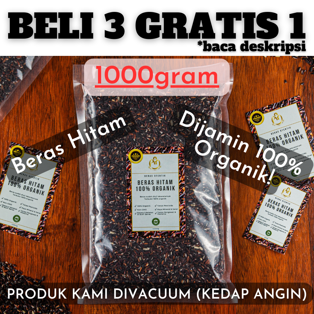 

BERAS ORGANIK Beras Hitam Otentik 100% Organik 1000gram/1kg