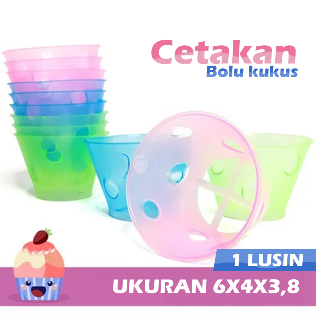 Cetakan Bolu Kukus Isi12 Pcs / Cetakan Bolu Kukus Plastik / Cup Tatakan Loyang Press Bolu Kukus Isi 
