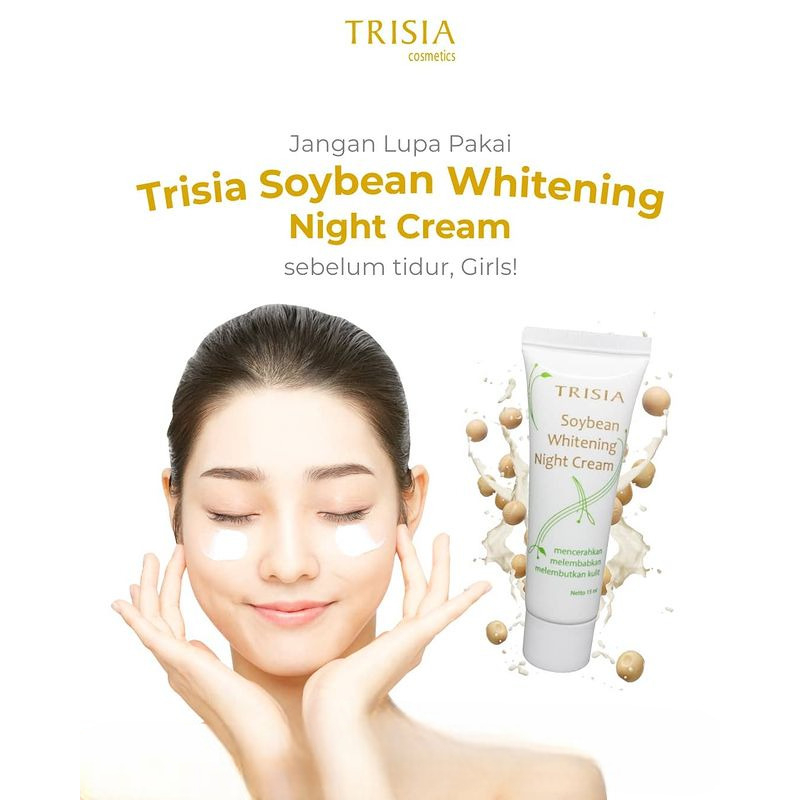 Trisia Paket Whitening Isi 5(Soybean day,Soybean Night,Soybean Serum,Cleanser dan Toner Licorice)