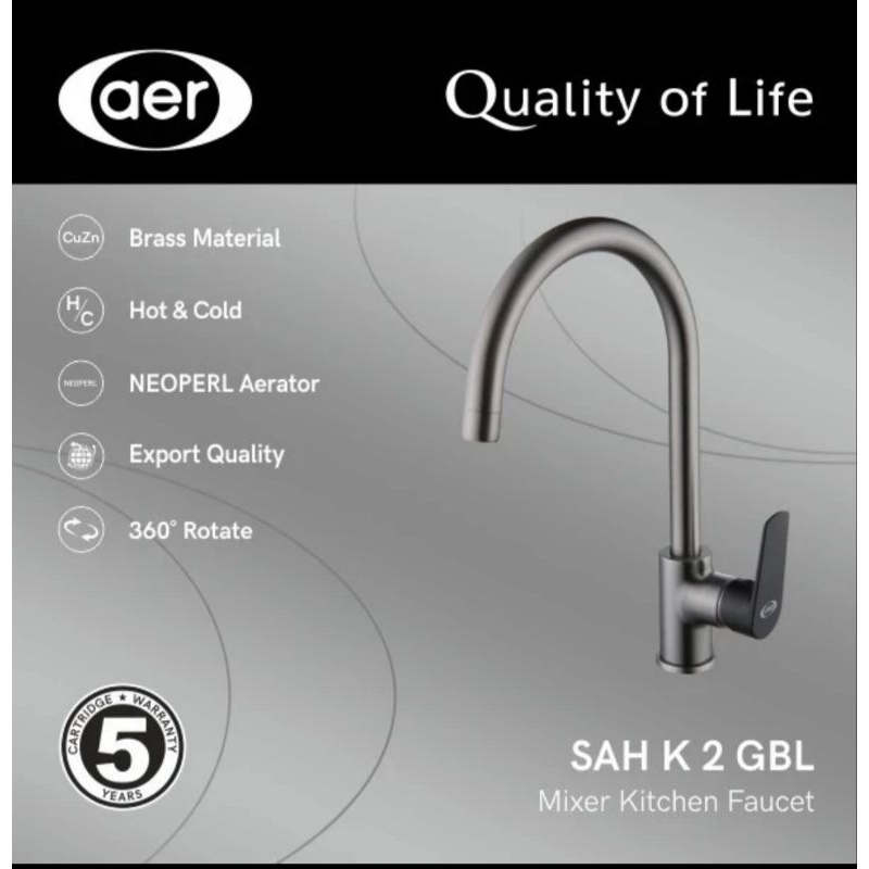 AER Kran Keran Dapur Angsa Sink Panas Dingin SAH K2 GBL
