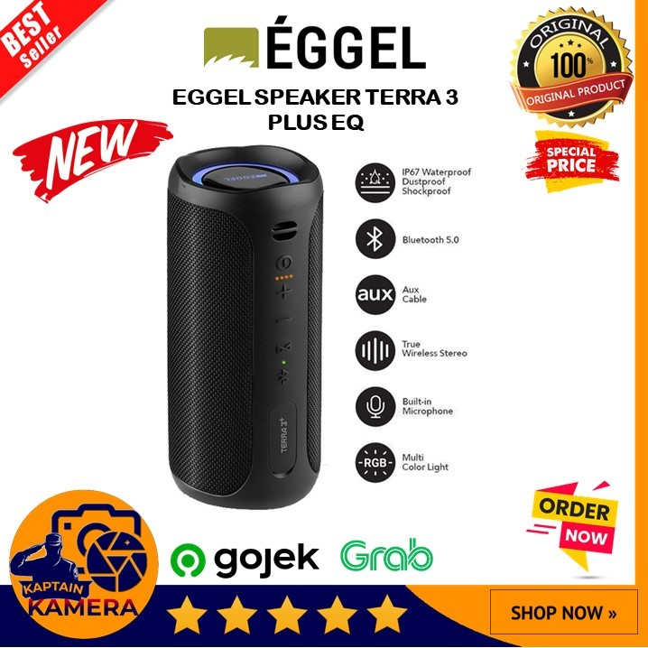 Eggel Terra 3 Plus + Waterproof Bluetooth Speaker with RGB Lights New