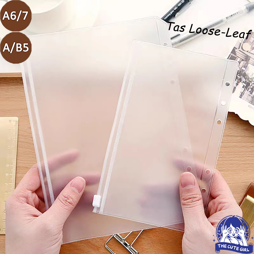 

A6/A7/A5/B5 6-hole 1 Piece Pvc Transparent Punch Zipper Stationery Storage bag Loose - Stazionario