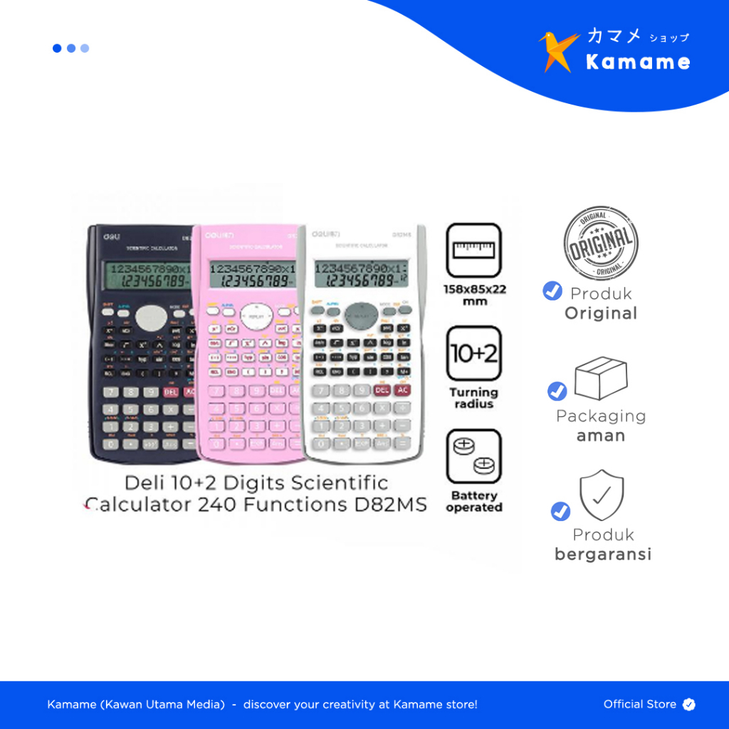 

Deli Scientific Calculator - D82MS Scientific Kalkulator Scientific 240 Function untuk sekolah dan kantor - Kamame