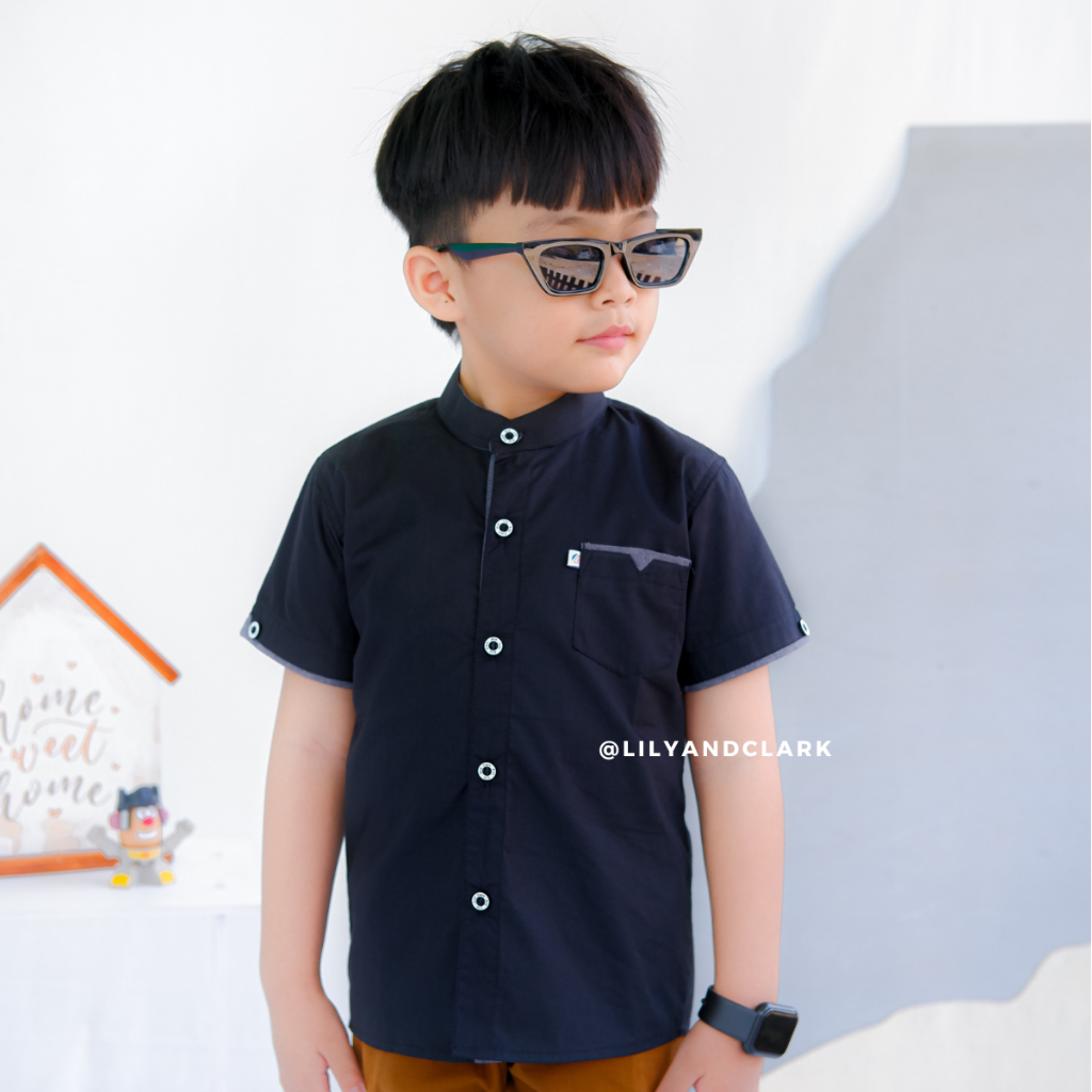 LILY AND CLARK Kemeja pendek anak warna Hitam KP13