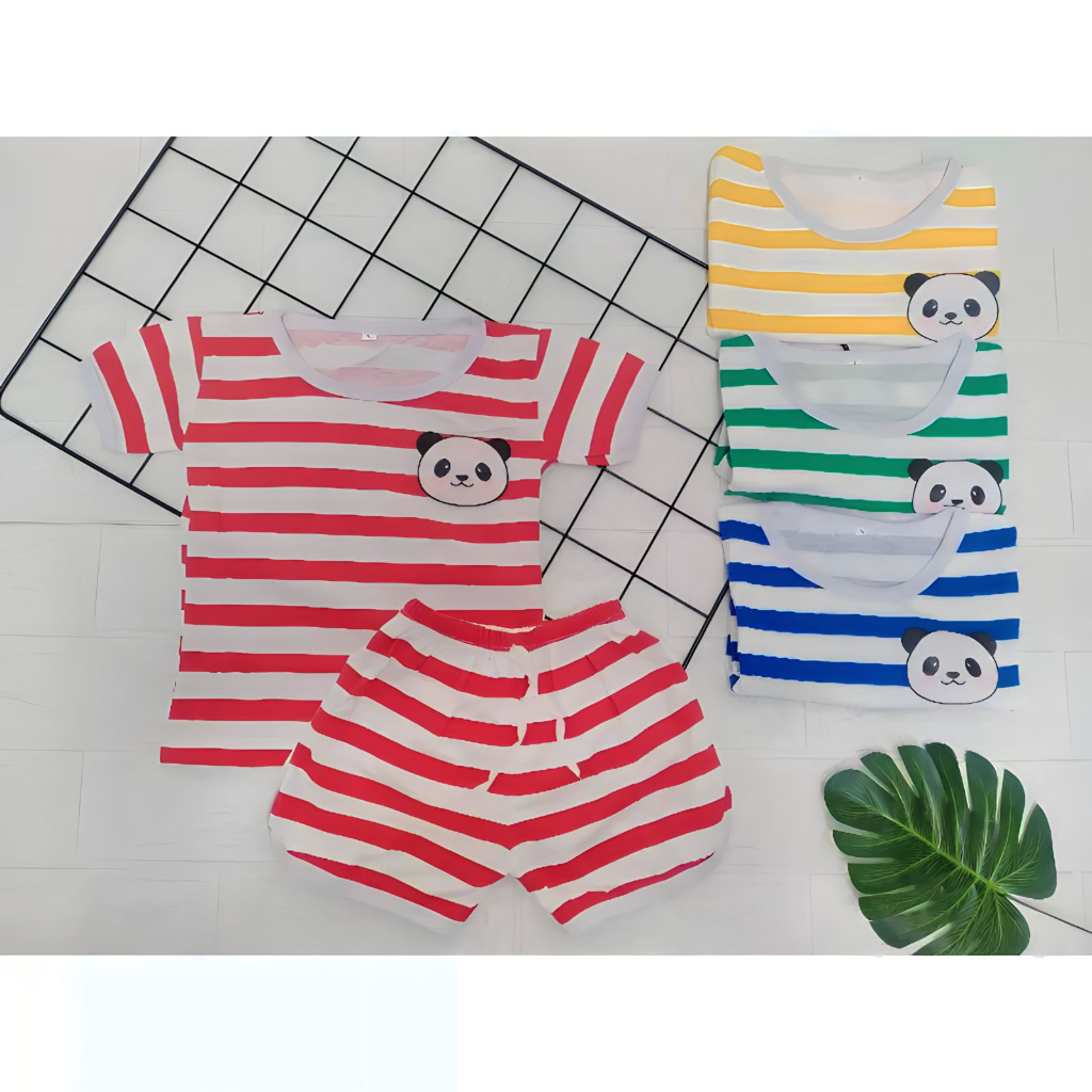 Setelan baju anak salur panda / Setelan Chupa anak 1-4 tahun Unisex