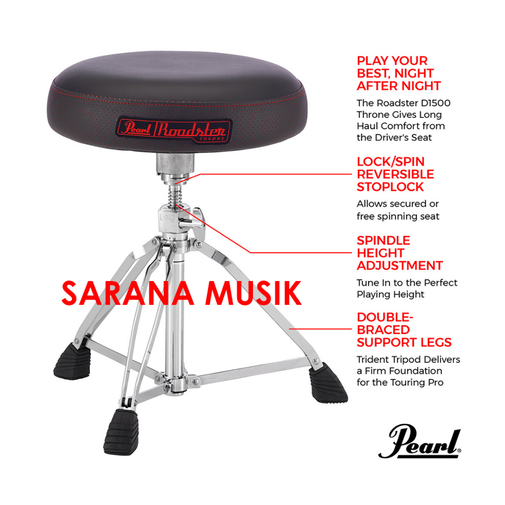 Pearl D-1500 Pearl D1500 Roadster Multi-Core Drum Throne Pearl D 1500