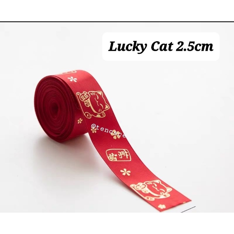 

2025 Varian 5meter x 2,5cm/ 4cm / 1cm Pita Ribbon Tali Dekorasi Hampers Kotak Toples Imlek Sincia Lucky Cat Fu Konien Chinese New Year Red Lampion Ular Snake