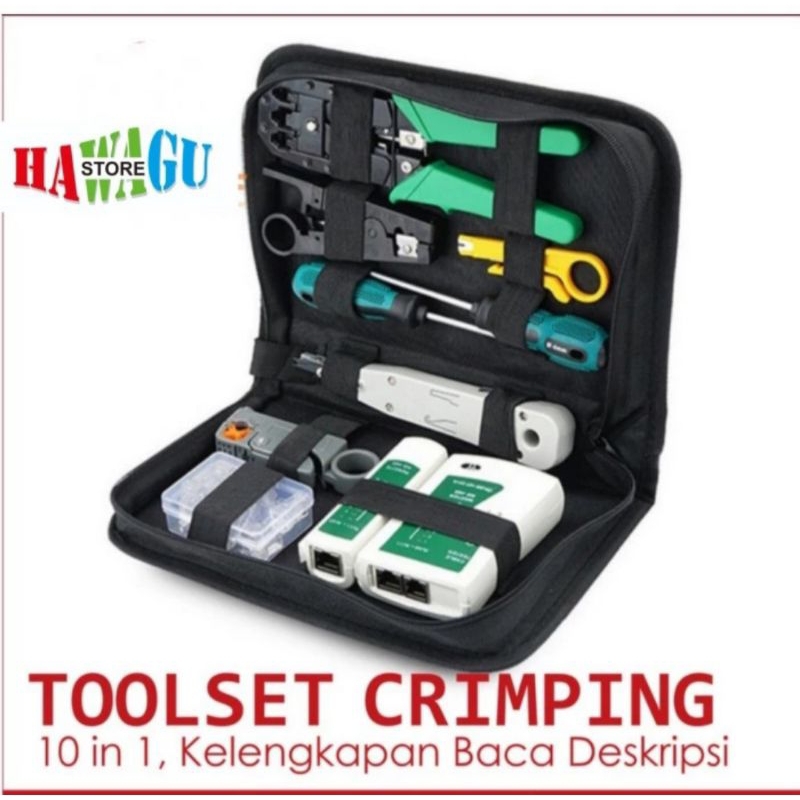PAKET TOOLKIT NETWORK REPAIR TANG CRIMPING LAB TESTER RJ45 RJ11