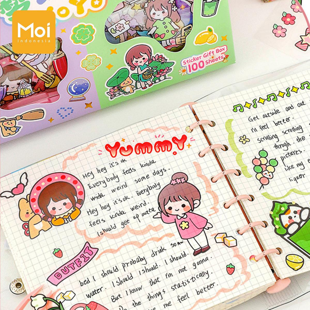 Moi Momo Stiker Model Terbaru PVC Waterproof Motif Kartun