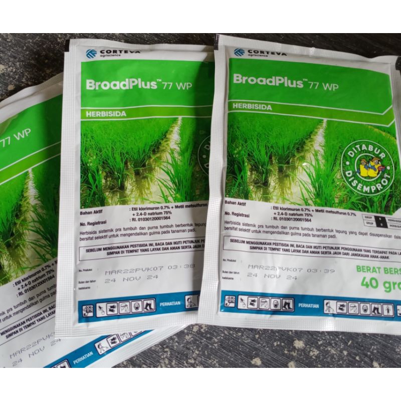 Herbisida Broadplus TM 77 WP 40 gram ( di tabur / di semprot) Padi sawah