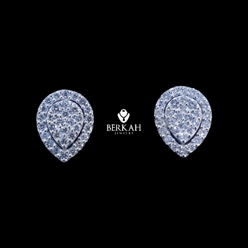 Anting Giwang Emas 75% 18K Berlian Eropa Asli Berkualitas Natural Diamond