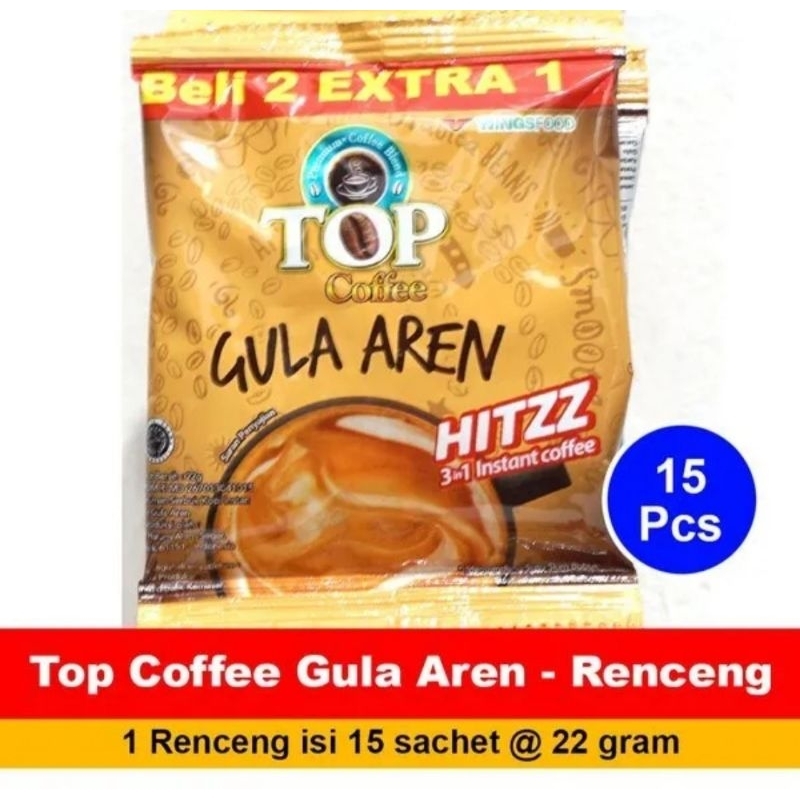 

Top Kopi Gula Aren 3in1 22gr Top Coffe instan Renceng isi 15 Sachet