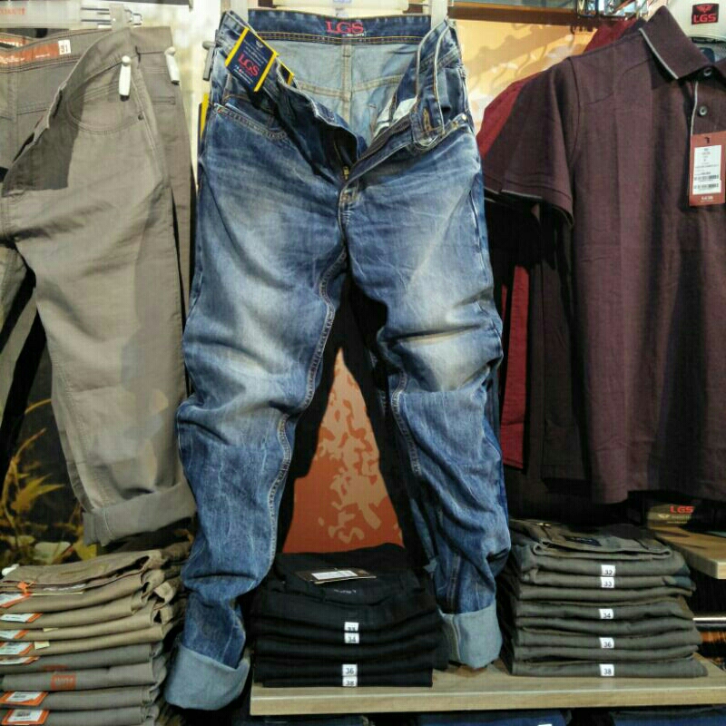 LGS celana panjang jeans pria slim brand LGS original