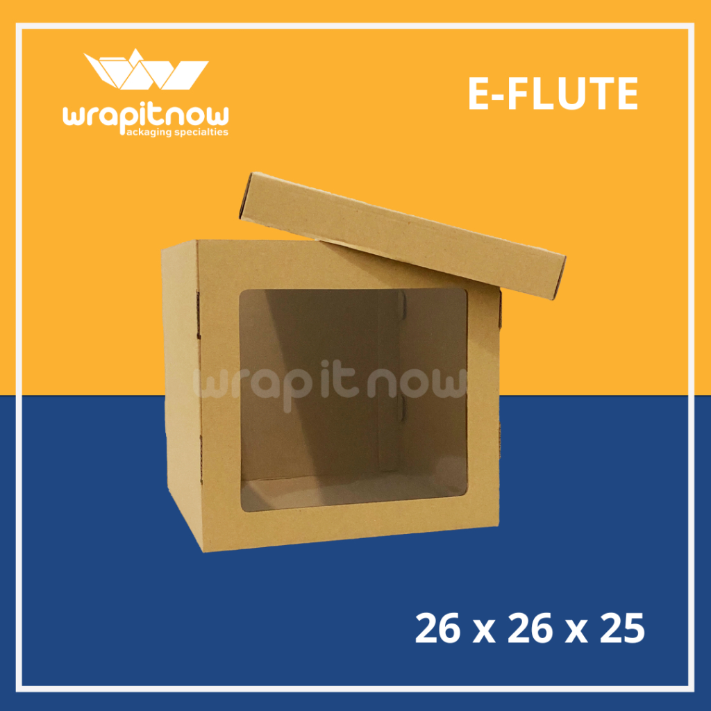 

Kardus Eflute 26x26x25 Kue Tart Premium Pudding Chiffon Hiasan Kue Tart Topping Tart Box Cake