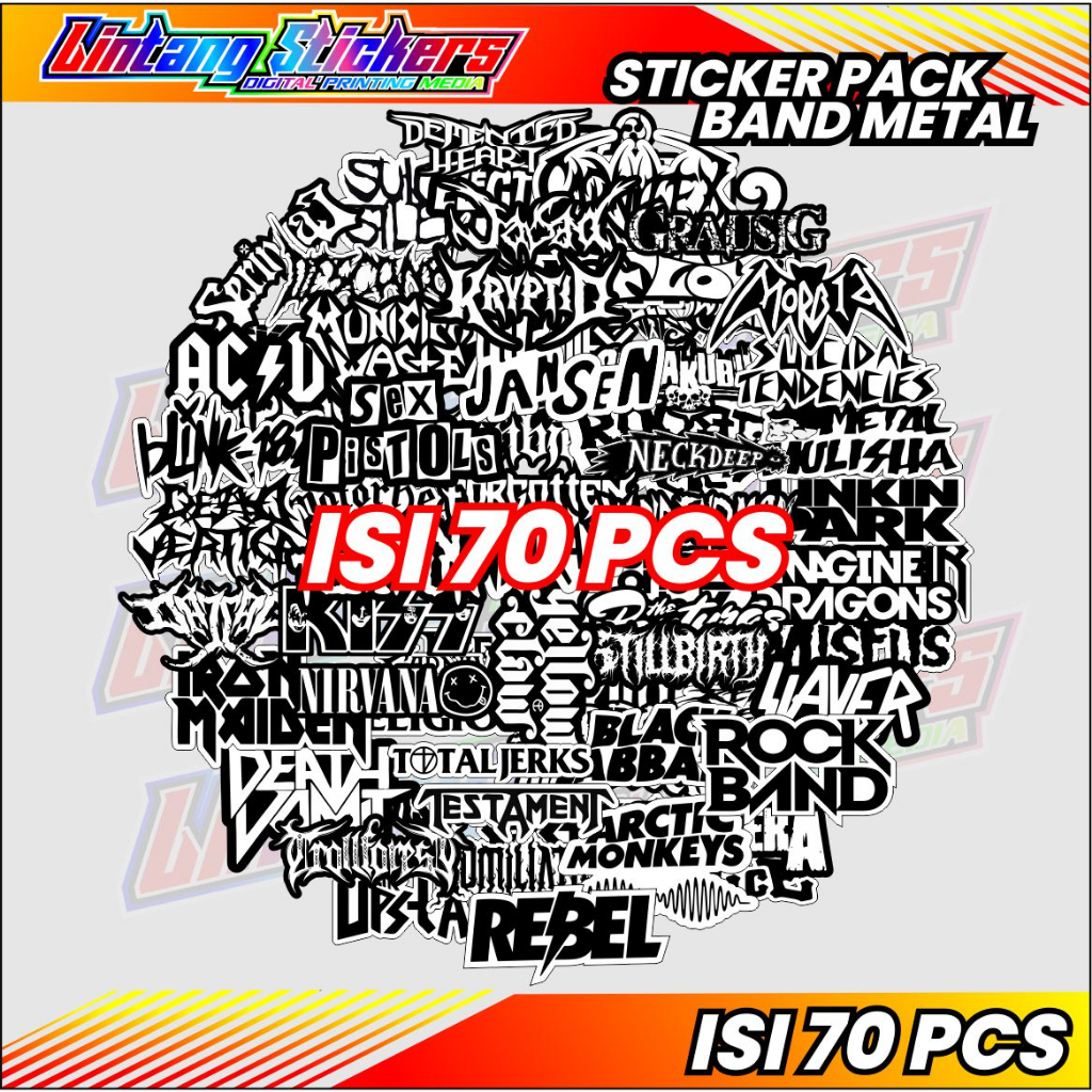 

70 PCS STICKER PACK BAND METAL VIRAL ANTI AIR