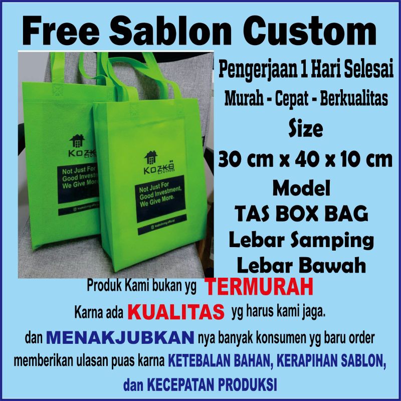

Tas box bag 30x40x10cm goodie bag tas partai tas parcel tas spunbond tas idangan