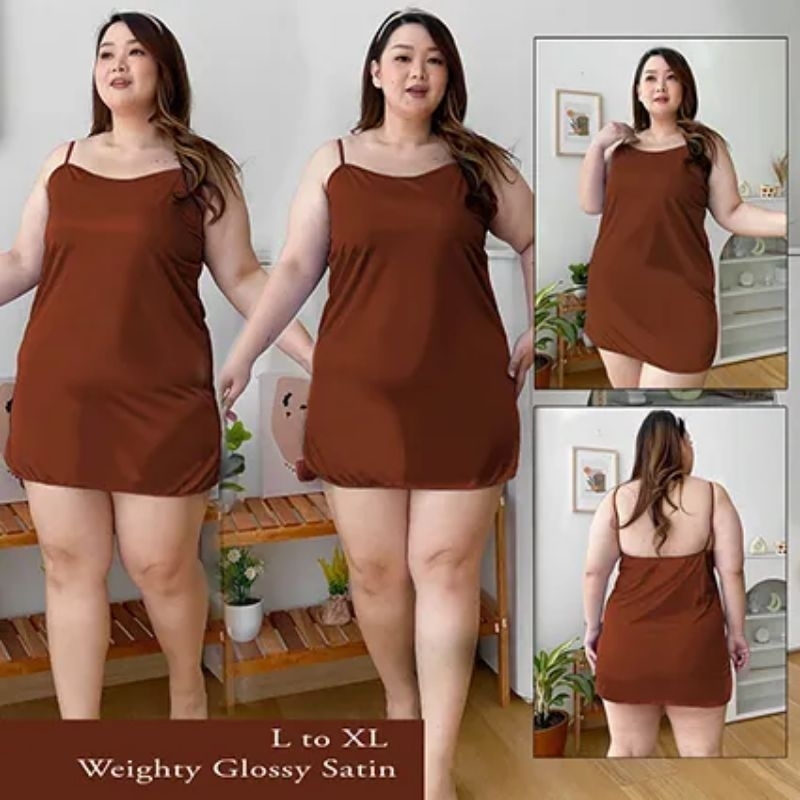 BAJU TIDUR DASTER JUMBO BIG SIZE SATIN POLOS TANKTOP MINI BASIC PIYAMA