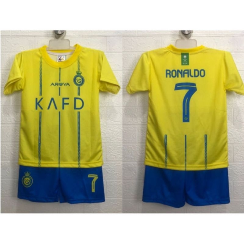 Jersey bola anak Al Nassr setelan baju bola kids Ronaldo