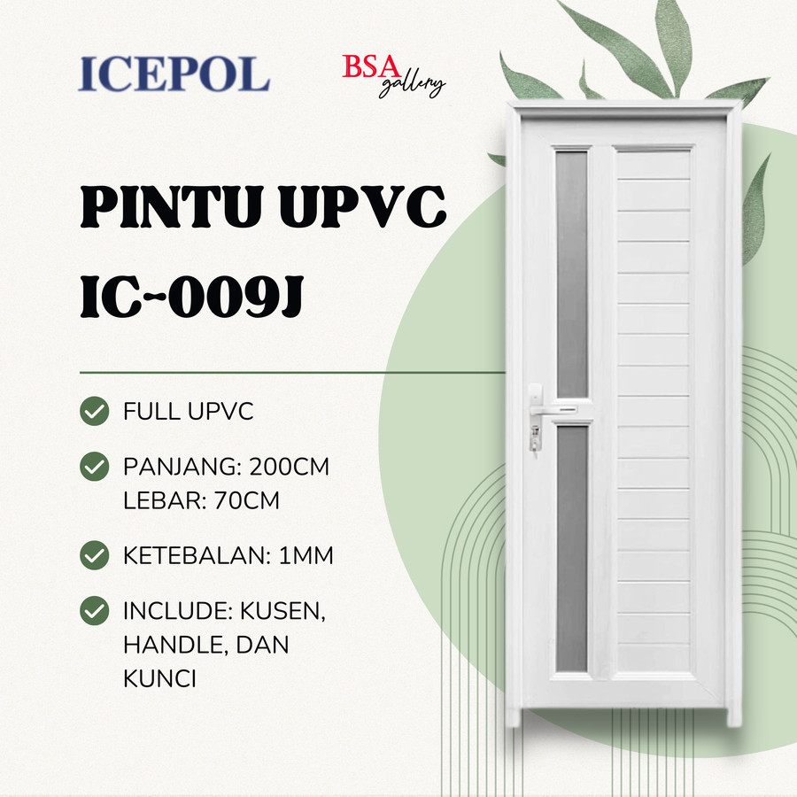 PINTU UPVC 70X200 ICEPOL KACA SAMPING / PINTU KAMAR MANDI UPVC