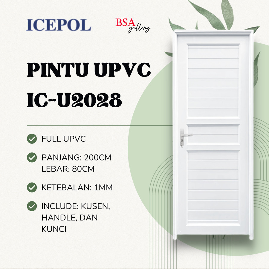 PINTU KAMAR MANDI UPVC 80X200 ICEPOL / UPVC DOOR / PINTU KAMAR + KUSEN