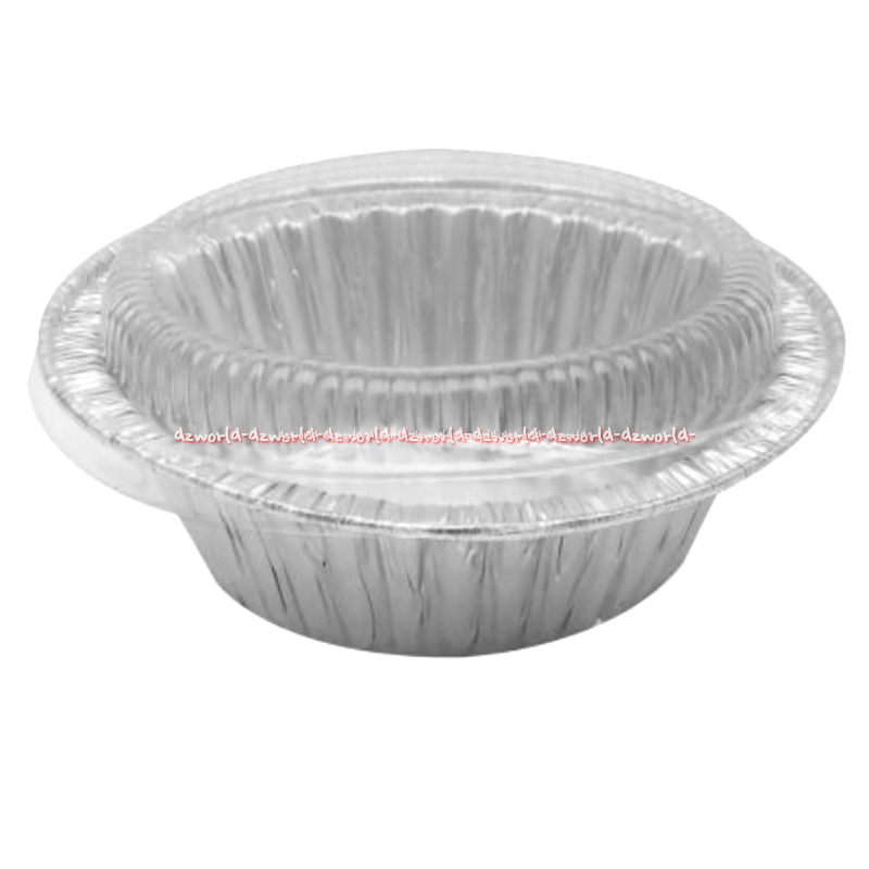 Krischef 14cm Round Aluminium Foil Tray With Lid Cup Plastik Wadah Makanan Bulat Dengan Tutup Cocok 
