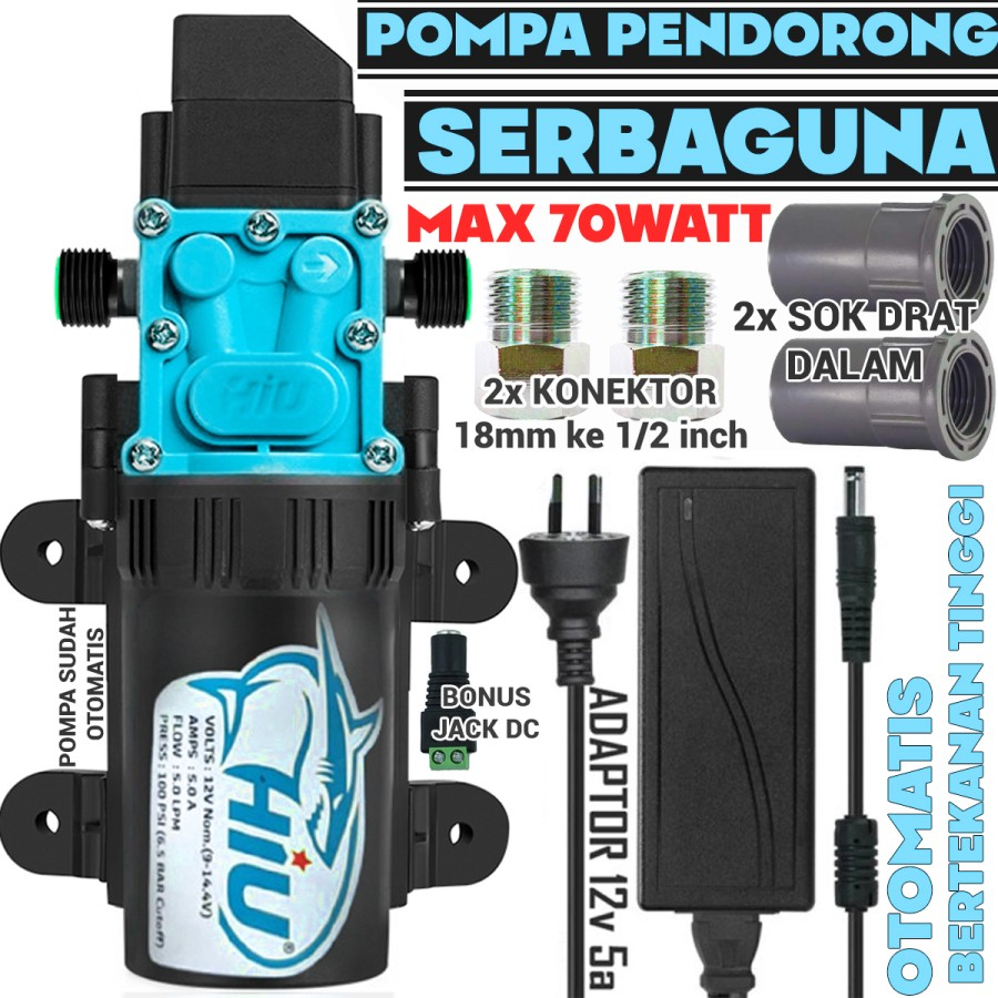 Paket Pompa Pendorong Paket Pompa Pendorong Shower Otomatis Bertekanan tinggi Double Drat Pompa HIU 