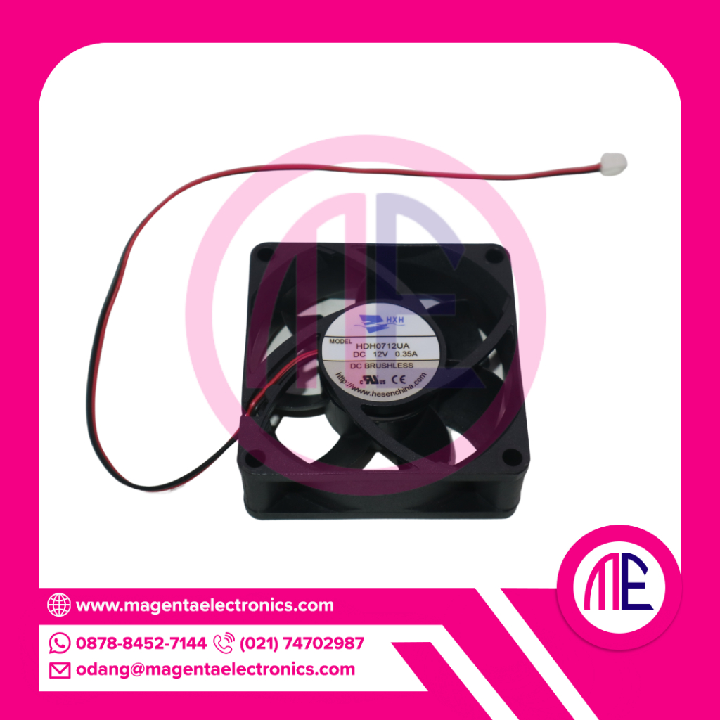 HDH0712UA DC12V 0.35A HXH DC BRUSHLESS FAN (2 CABLE - L= 7 cm W= 7cm)