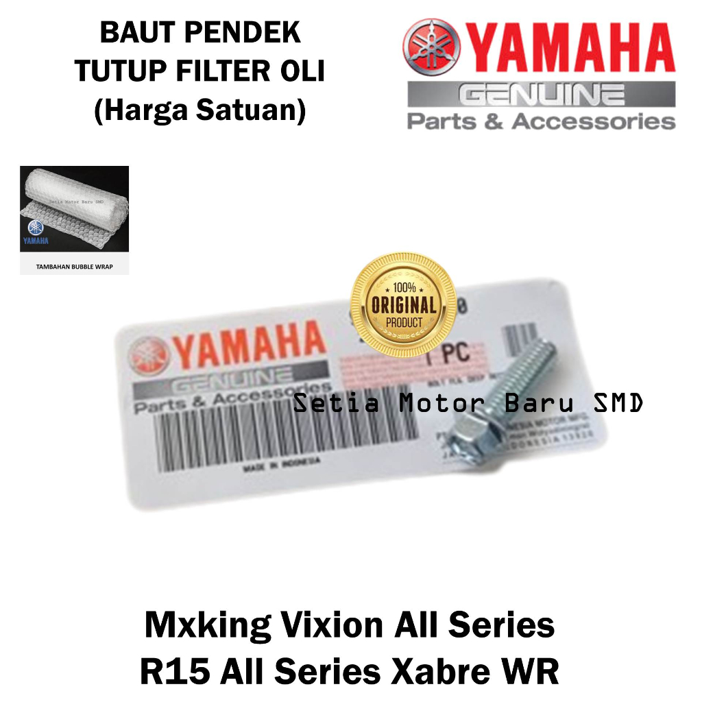 Baut Pendek Tutup Filter Oli MxKing Mx King Vixion Xabre Wr R15 Asli Yamaha