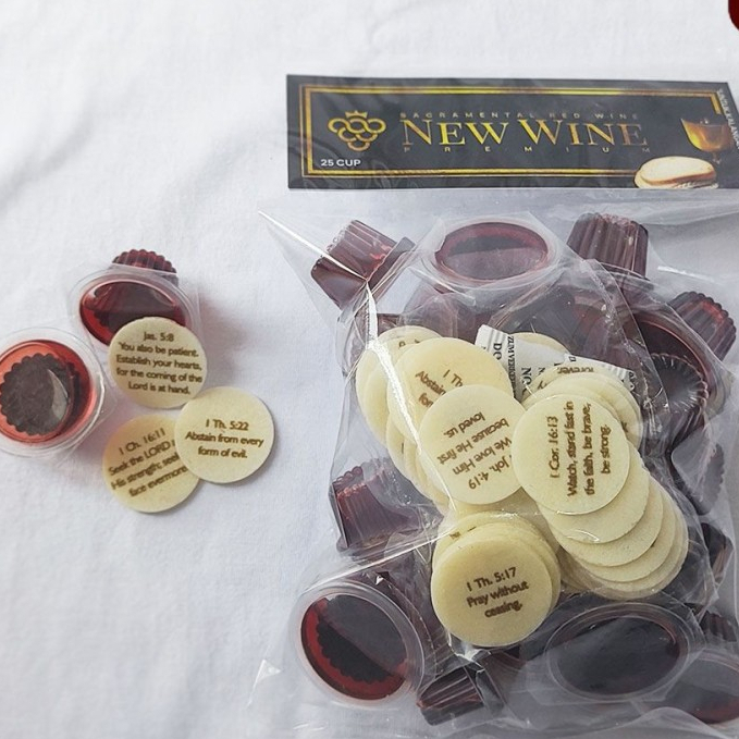 

Anggur Perjamuan Gereja Premium+Hosti Ayat Inggris-25Cup