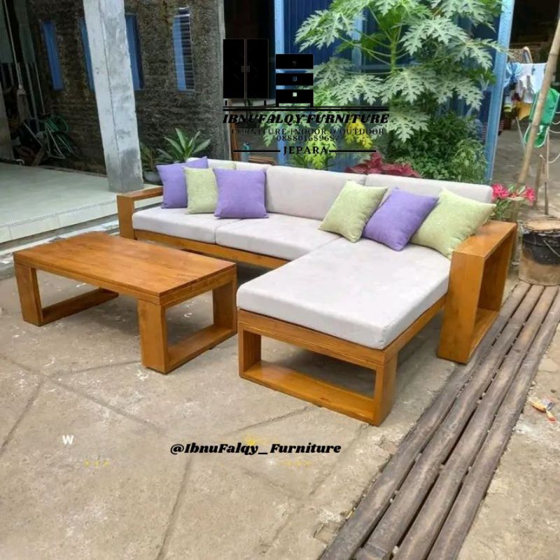 Kursi Tamu Sudut Kayu Jati, Kursi Tamu Sofa Sudut L, Kursi Sofa Sudut Minimalis Kayu Jati